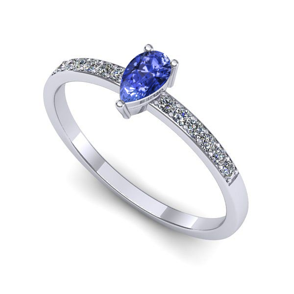 Inel de logodna din aur alb cu tanzanit