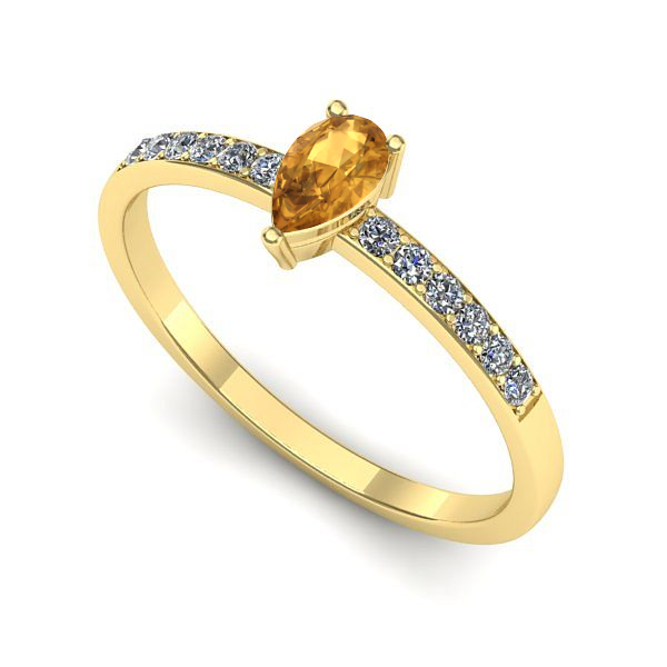 Inel logodna din aur galben cu citrin