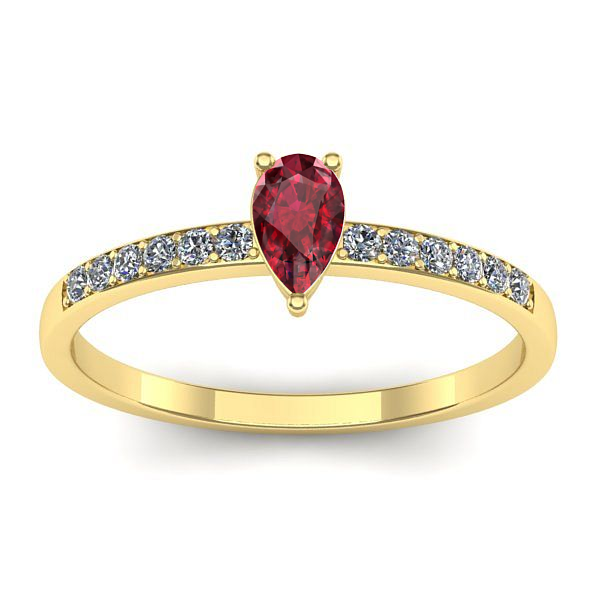 Inel logodna cu rubin lacrima