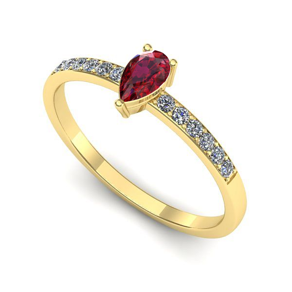 Inel de logodna din aur galben cu rubin