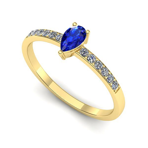 Inel de logodna din aur galben cu safir