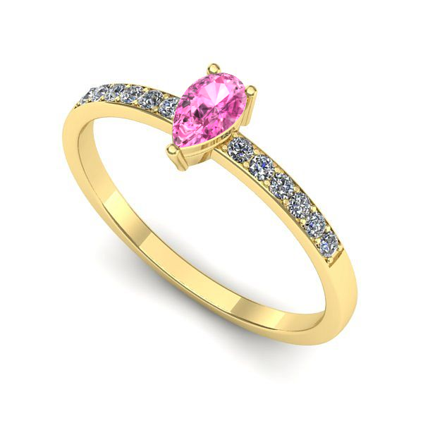 Inel de logodna din aur galben cu safir roz