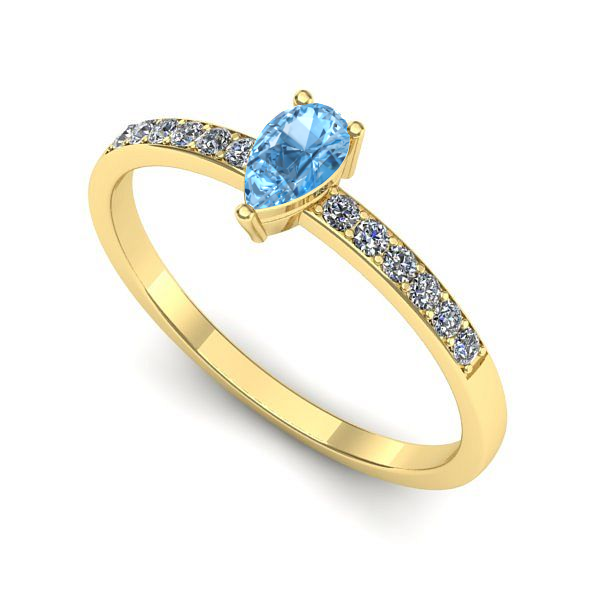 Inel de logodna din aur galben cu topaz blue