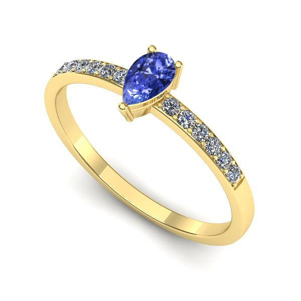 Inel de logodna din aur galben cu tanzanit