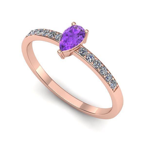 Inel din aur roz cu ametist