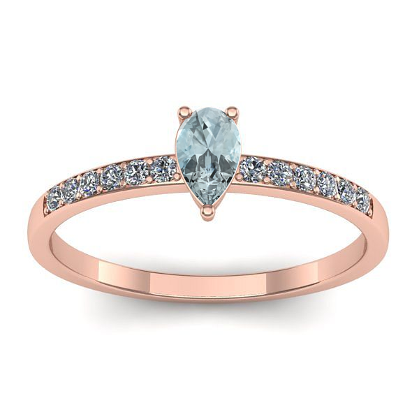 Inel logodna cu aquamarin lacrima