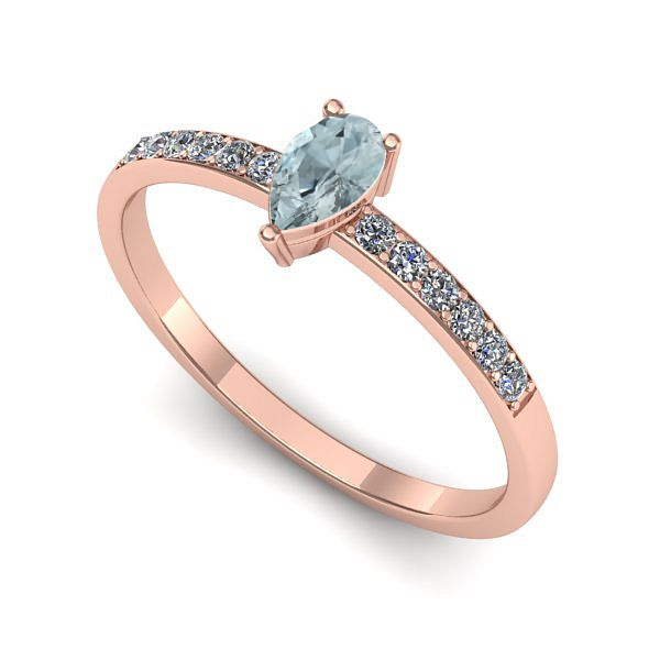 Inel din aur roz cu aquamarin