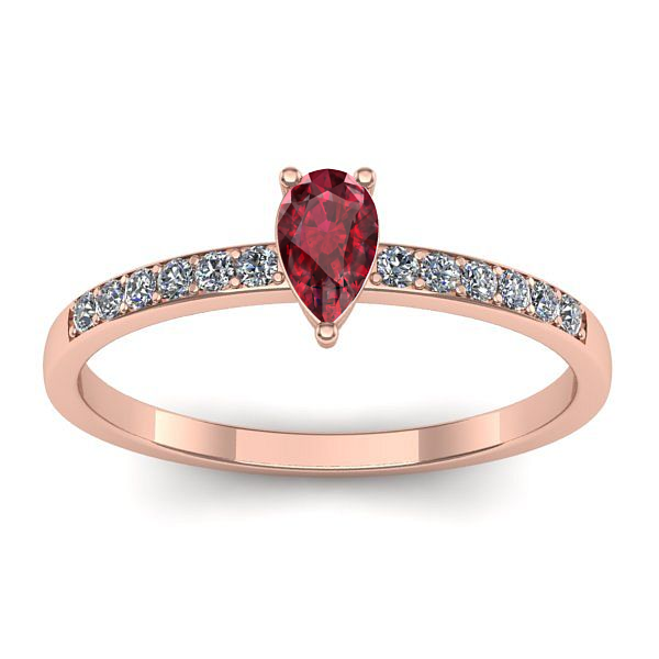 Inel logodna cu rubin lacrima