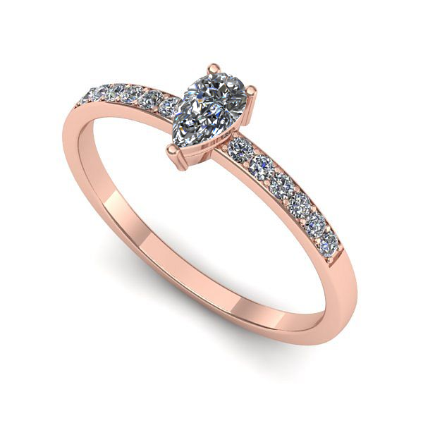 Inel de logodna din aur roz cu safir alb