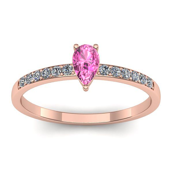 Inel cu safir roz lacrima