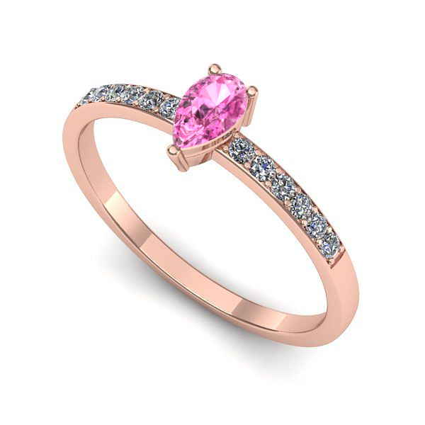 Inel din aur roz cu safir roz