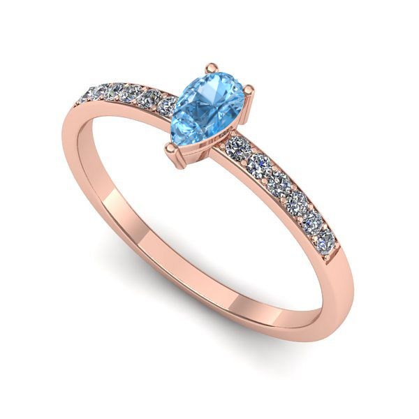 Inel din aur roz cu topaz blue
