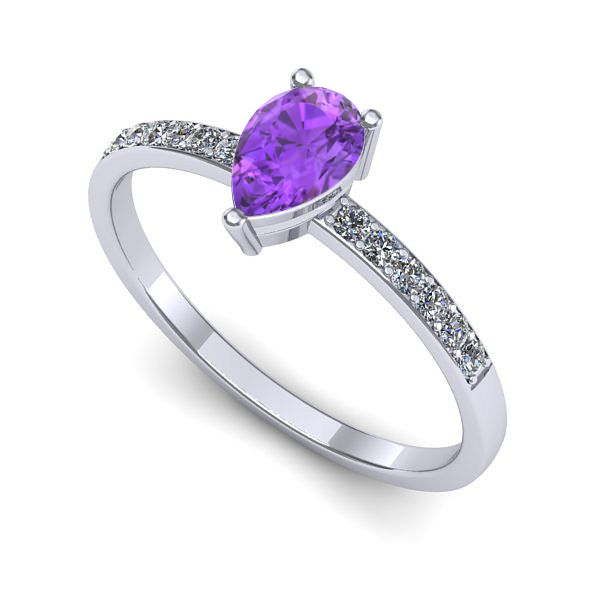 Inel de logodna din aur alb cu ametist