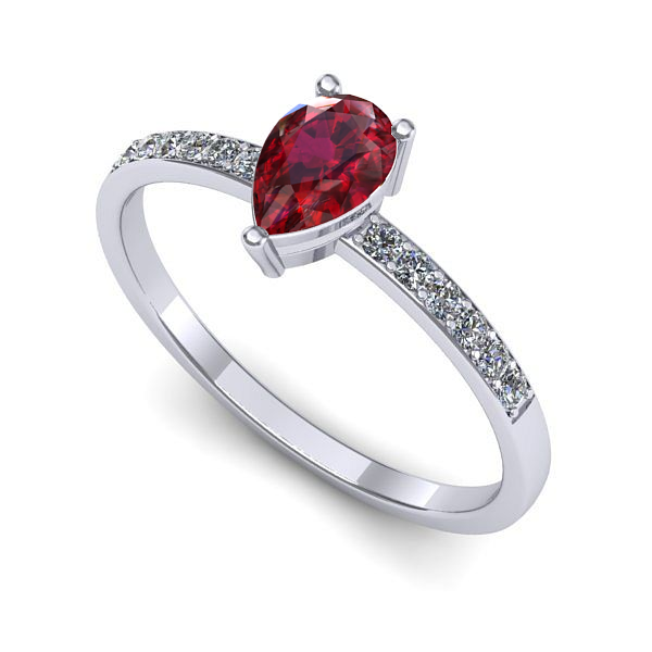 Inel de logodna din aur alb cu rubin