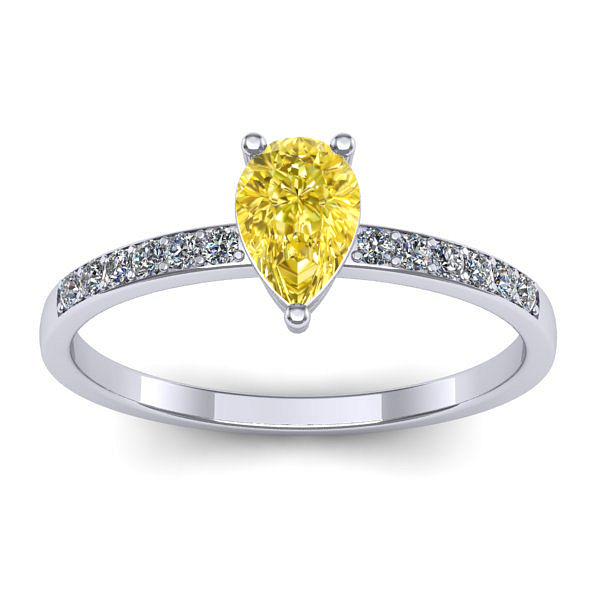 Inel logodna cu safir galben lacrima