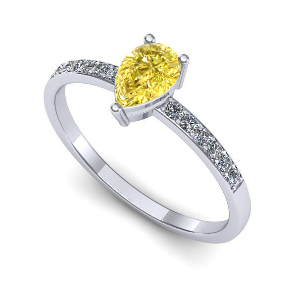 Inel logodna din aur alb cu safir galben