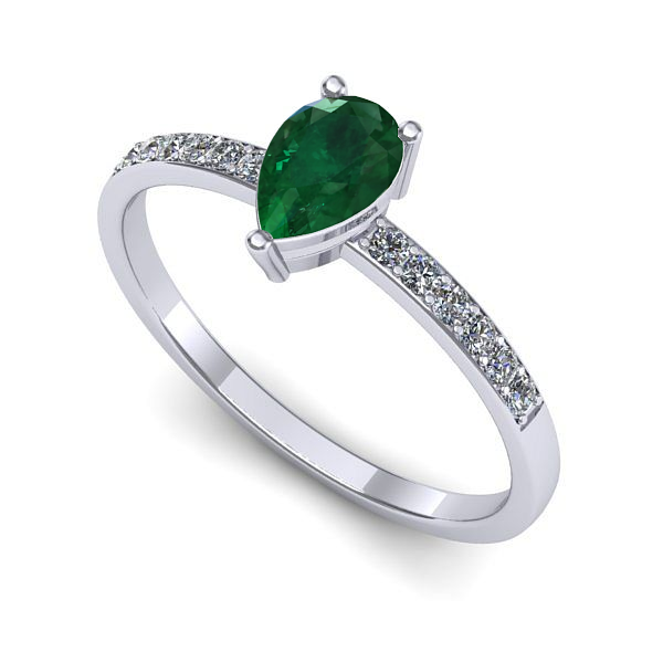 Inel din aur alb cu smarald