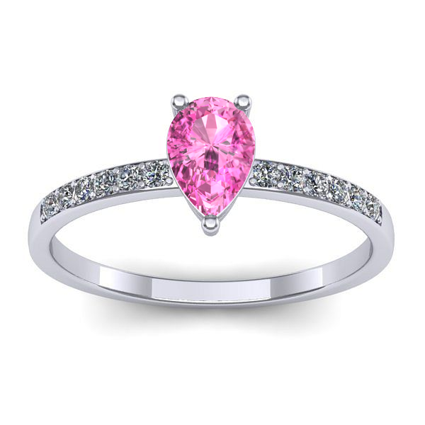 Inel logodna cu safir roz lacrima