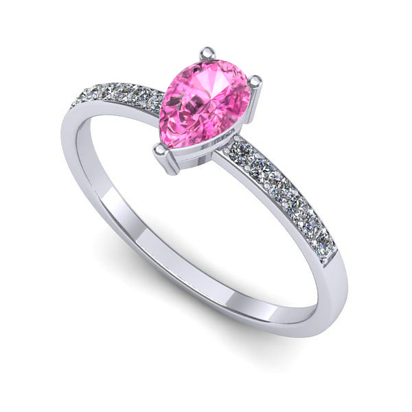 Inel din aur alb cu safir roz