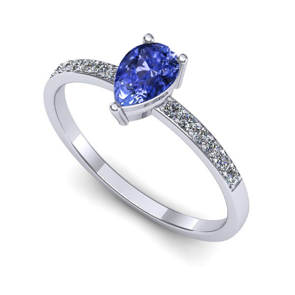 Inel de logodna din aur alb cu tanzanit