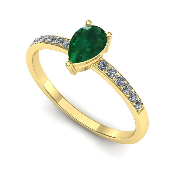 Inel din aur galben cu smarald