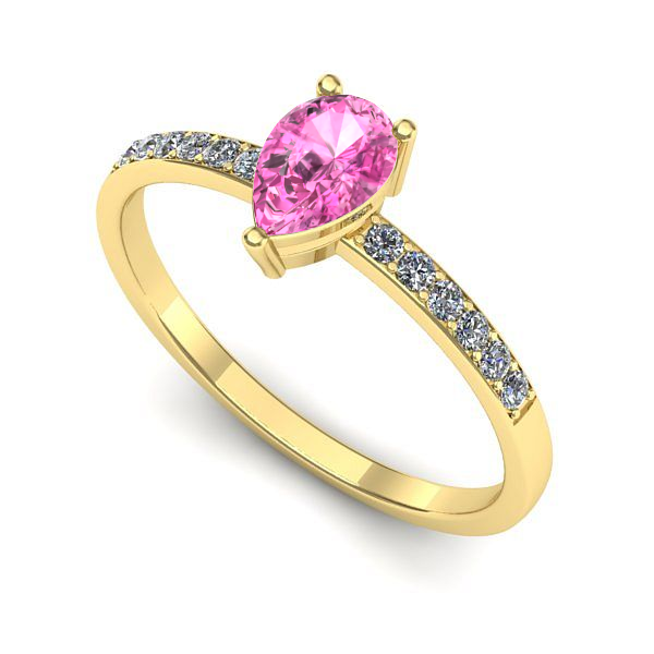 Inel de logodna din aur galben cu safir roz