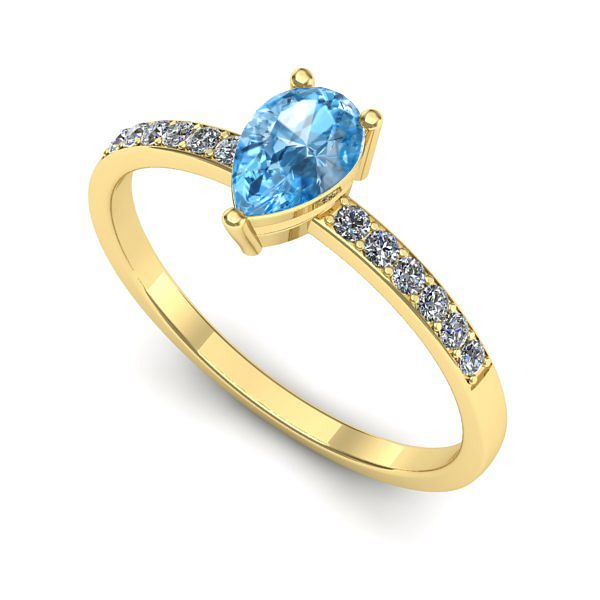 Inel de logodna din aur galben cu topaz blue