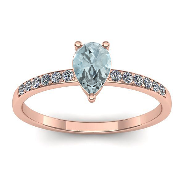 Inel logodna cu aquamarin lacrima