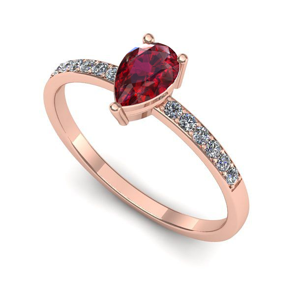 Inel din aur roz cu rubin