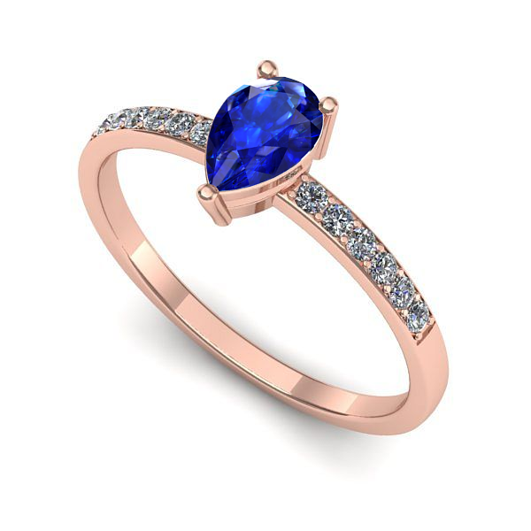 Inel de logodna din aur roz cu safir