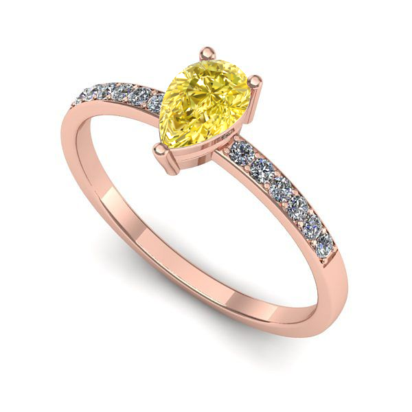 Inel de logodna din aur roz cu safir galben