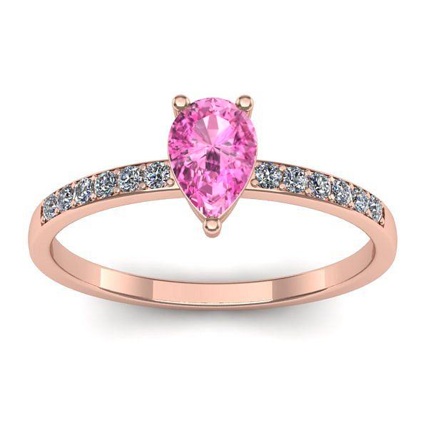 Inel cu safir roz lacrima