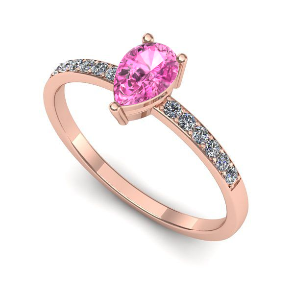 Inel de logodna din aur roz cu safir roz