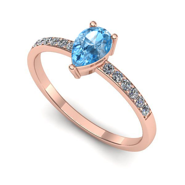 Inel din aur roz cu topaz blue