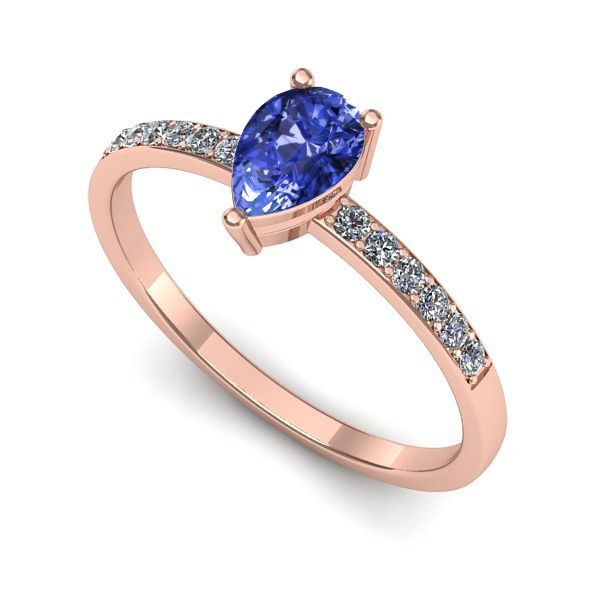 Inel de logodna din aur roz cu tanzanit