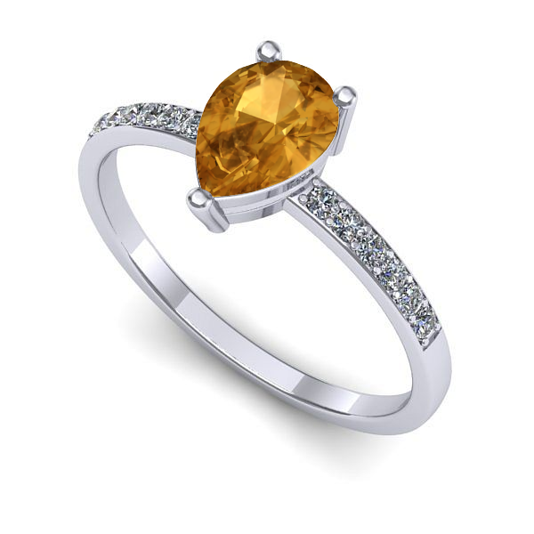 Inel de logodna din aur alb cu citrin