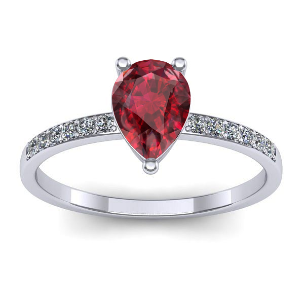 Inel logodna cu rubin lacrima
