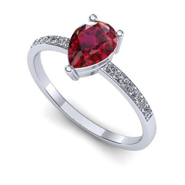 Inel din aur alb cu rubin