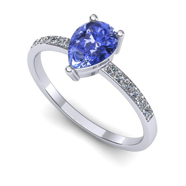 Inel de logodna din aur alb cu tanzanit