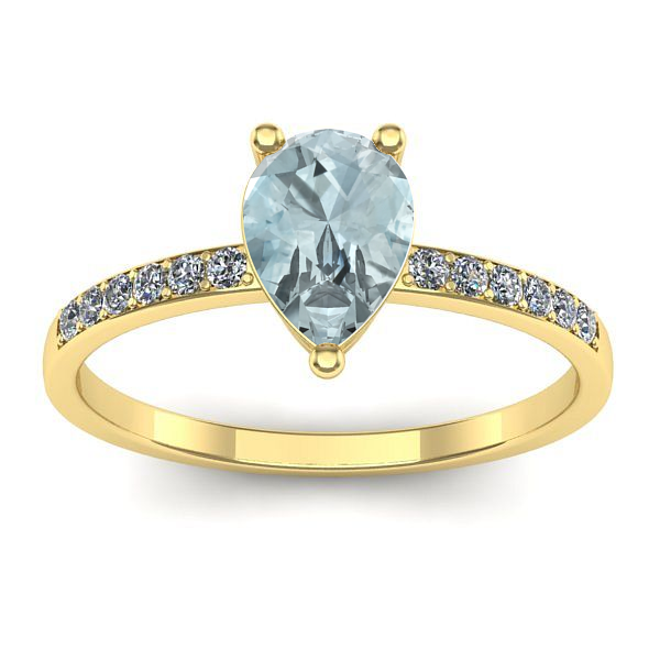 Inel logodna cu aquamarin lacrima