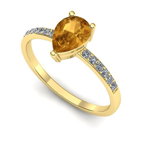 Inel din aur galben cu citrin