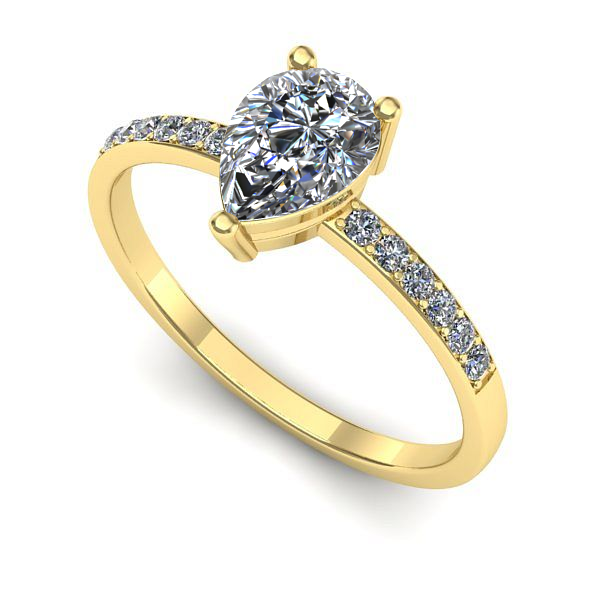 Inel logodna din aur galben cu safir alb