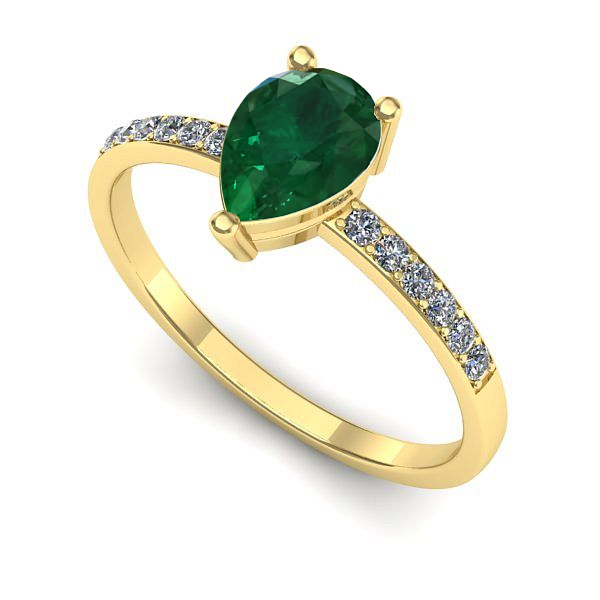Inel logodna din aur galben cu smarald