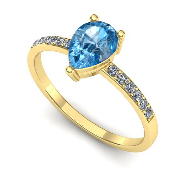 Inel din aur galben cu topaz blue