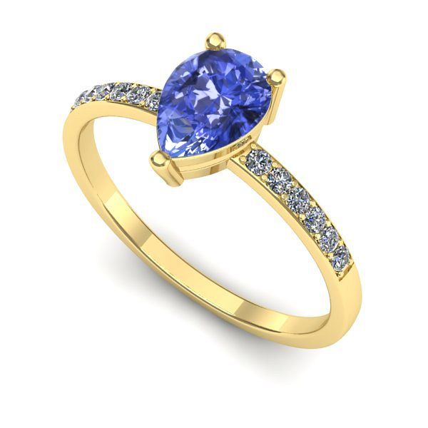 Inel logodna din aur galben cu tanzanit