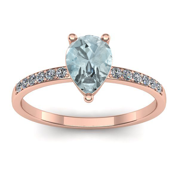 Inel de logodna cu aquamarin lacrima