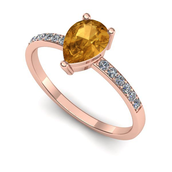 Inel de logodna din aur roz cu citrin