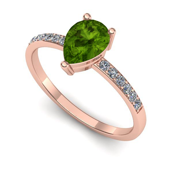 Inel logodna din aur roz cu peridot