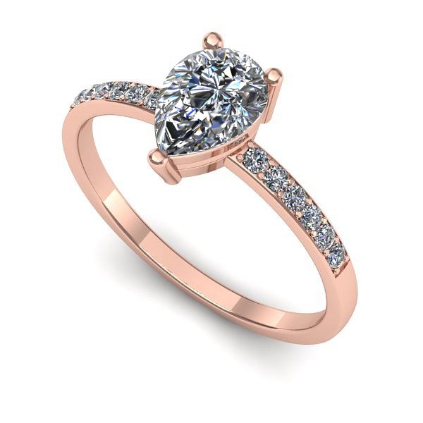 Inel logodna din aur roz cu diamant de laborator
