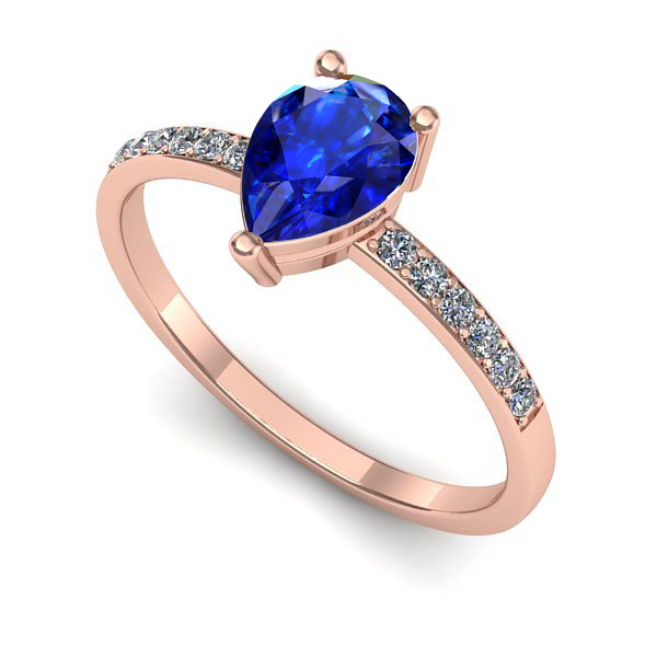 Inel din aur roz cu safir